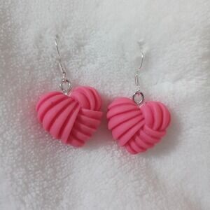 Pink resin heart earrings